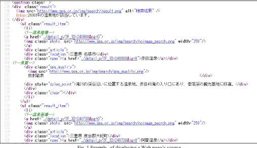 Fig. 1 Example of displaying a Web page’s source  