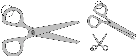 Figure 1: An idealized example of stationary features. The pose of the scissors could be the loca-tions of the screw and the two tips, in which case one might measure the relative frequencya particular edge orientation inside in a disc whose radius and loc