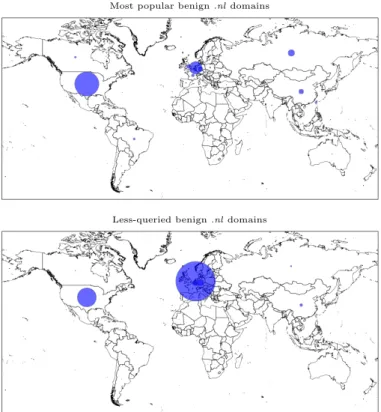 Figure 4.4: Geographical distribution of queries for benign domains