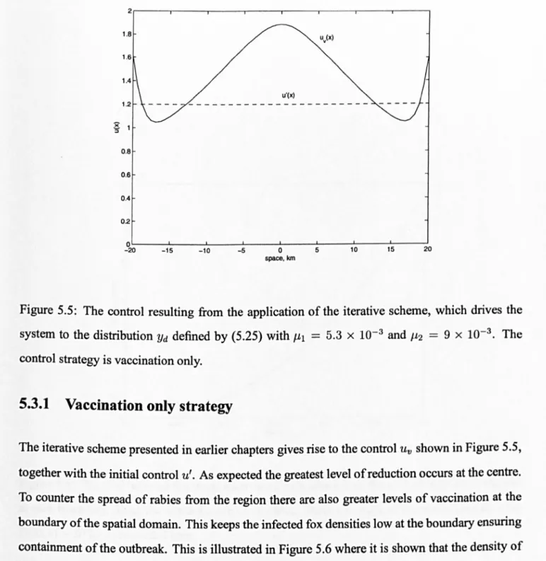 Figure  5.5:  The  control  resulting  from  the  application of the  iterative scheme,  which  drives  the 