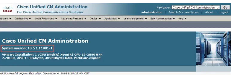 Figure 5 CUCM Version 