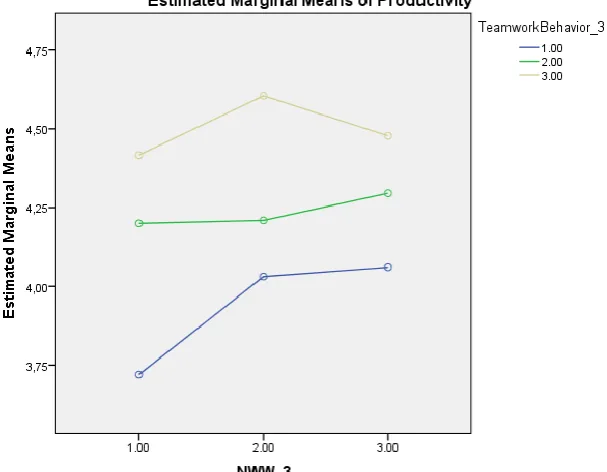 Figure 5  Teamwork behavior interaction with NWW and productivity  