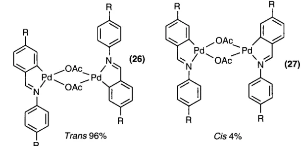 Fig. 2.31: Cis and trans isomerism in dimeric acetato complexes.