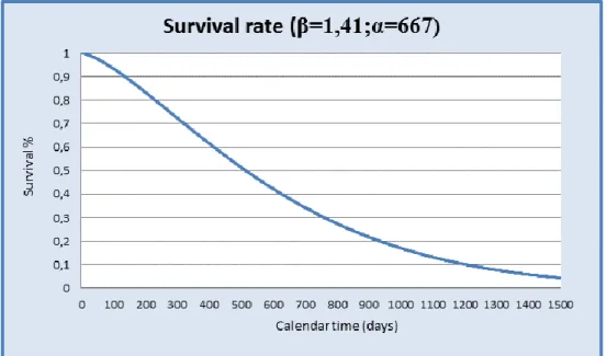 Figure 4.2: Survival rate functions based on calendar time. 