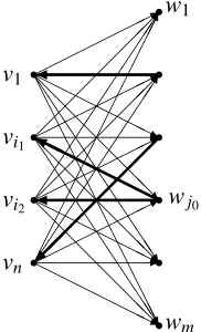 Figure 8: Forward edges (thin) and four backward edges (bold) for the wave front computations torresolve the double assignment of vertex w j0