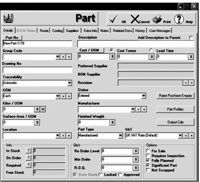 Figure 4: Screen Capture of Enquiry form of ERP Package