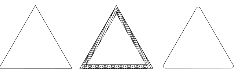Figure 4: Rounding the simplex. Since the closed simplex is not a manifold with boundary, wecarry out a “rounding” procedure to remove edges and corners