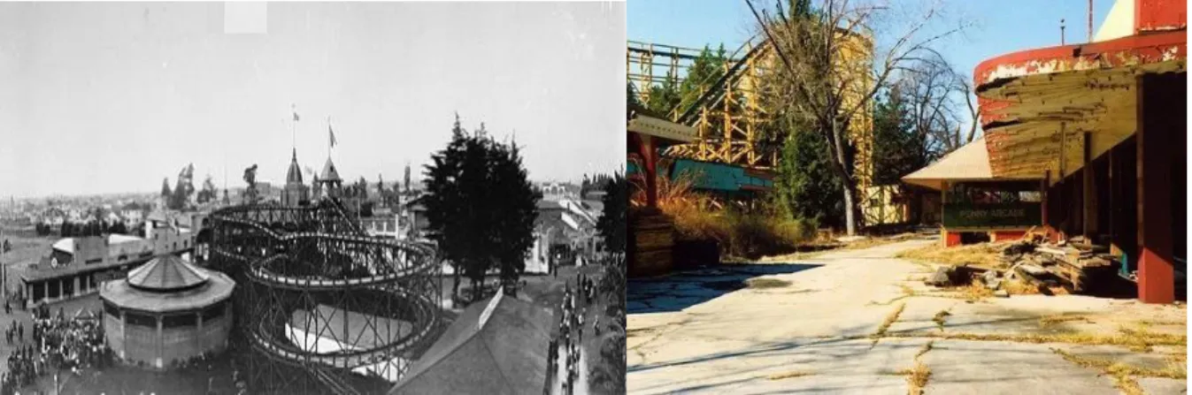 Figure 1.6: Idora Park in its prime (left) and after its closure (right) 