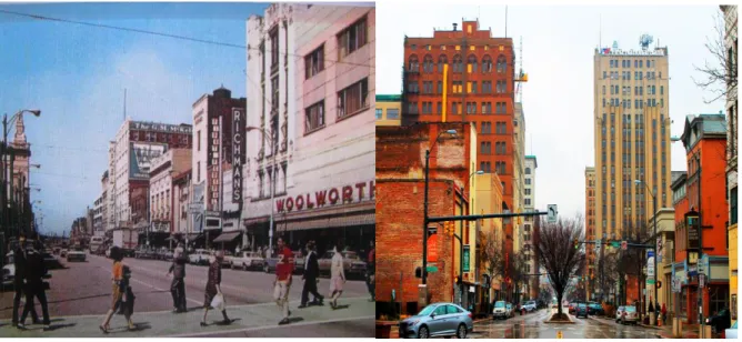 Figure 1.1: Downtown in 1965 vs. Downtown now 