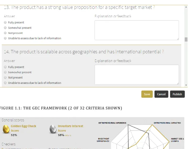 FIGURE 1.1: THE GEC FRAMEWORK (2 OF 32 CRITERIA SHOWN) 