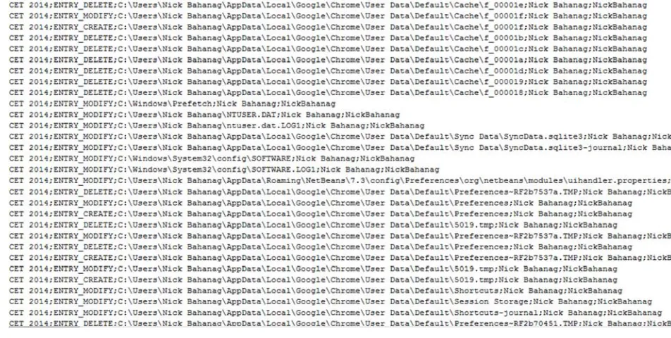Figure 2. Event Log Example. 