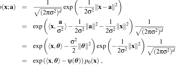 Table 2: Various functions of interest for some popular exponential families. For all the cases shownin the table, x is the sufﬁcient statistic