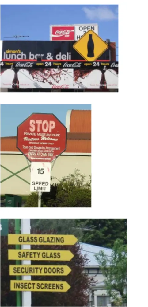 Figure 3.1 Examples of advertising  signs made to look like traffic signs  which is not permitted 