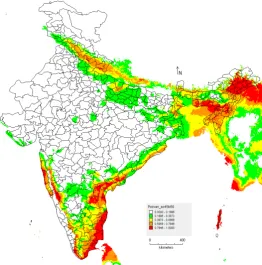 Fig.4. MaxEnt model generated for  Poovan variety using future climate (year 2050)