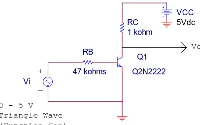 Fig. 1a.  BJT Common-Emitter Saturating Inverter Schematic 