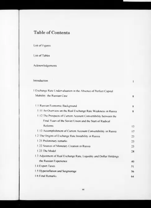 Table of C ontents