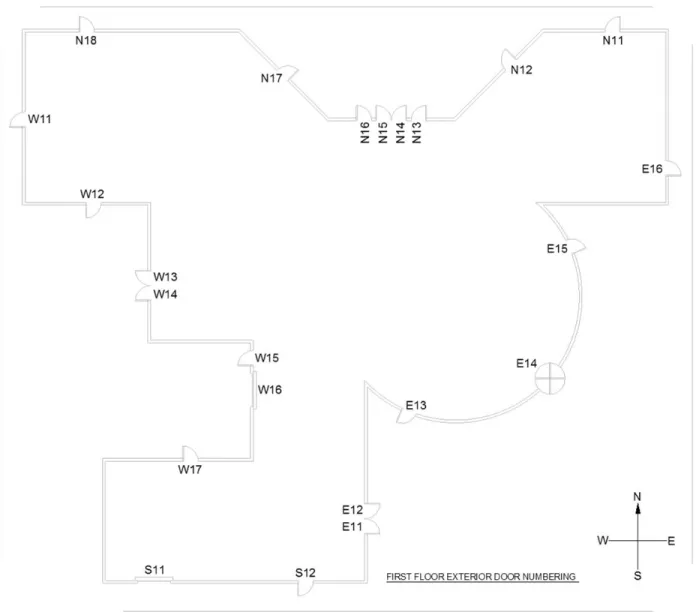 Figure 7: First Level Exterior Door Numbering 