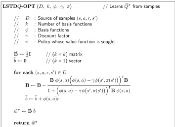 Figure 6: An optimized implementation of the LSTD �Q algorithm.