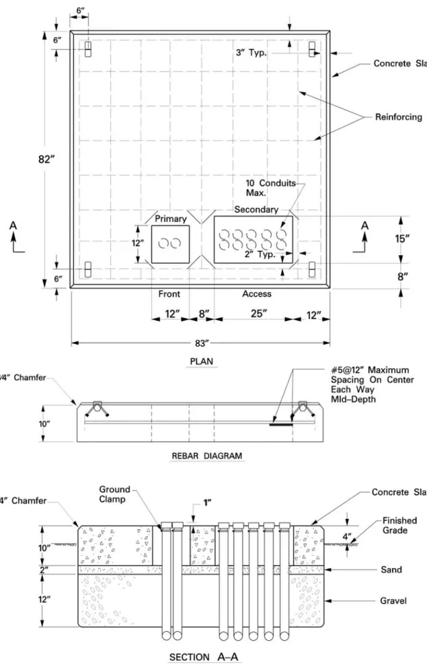 Figure 27.0-2 15kV Transformer Pad        750-2500kVA 44-114   (LU-MS2583) 