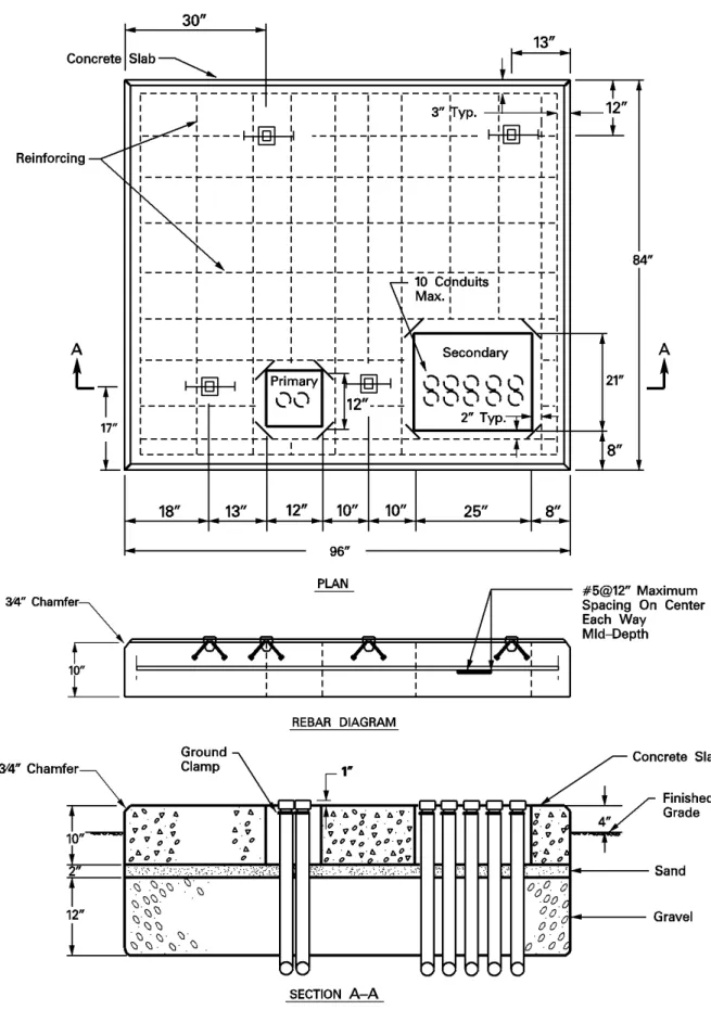 Figure 27.0-4  25-35kV Transformer Pad      500-2500kVA 44-116  
