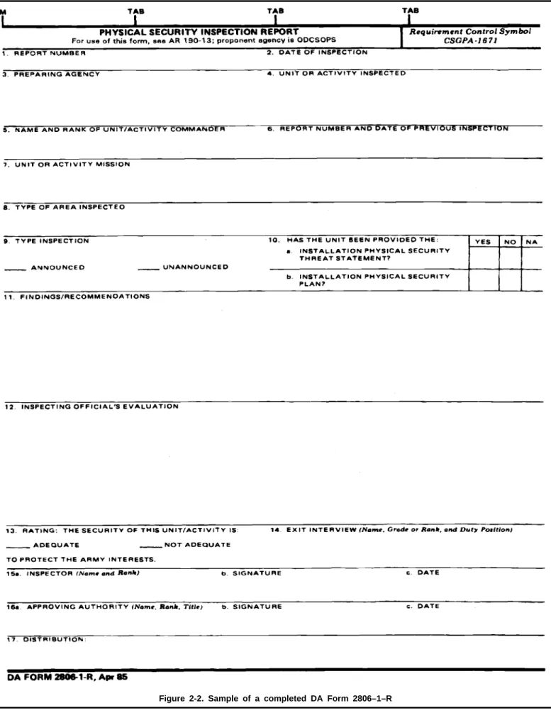 Figure 2-2. Sample of a completed DA Form 2806–1–R