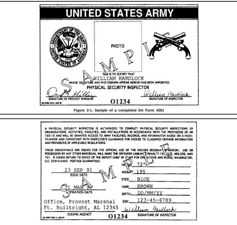 Figure 3-1. Sample of a completed DA Form 4261