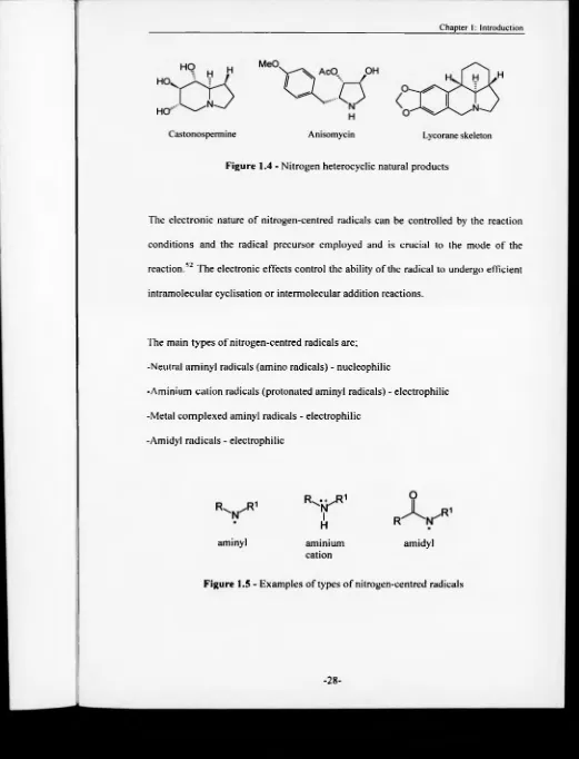 Figure 1.4 - Nitrogen heterocyclic natural products