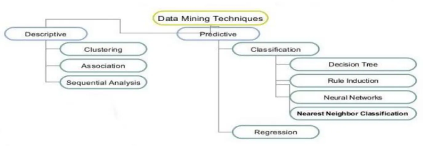 Figure 3. Descriptive and predictive data mining techniques [13] 