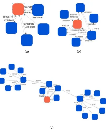 Figure 3.5: An example of a neighbour search. The primary customer of interest is marked red (real data, confidential information masked)