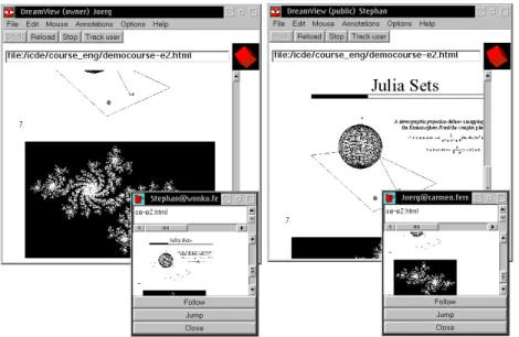 Fig. 2. Shared document browsing with tracking windows