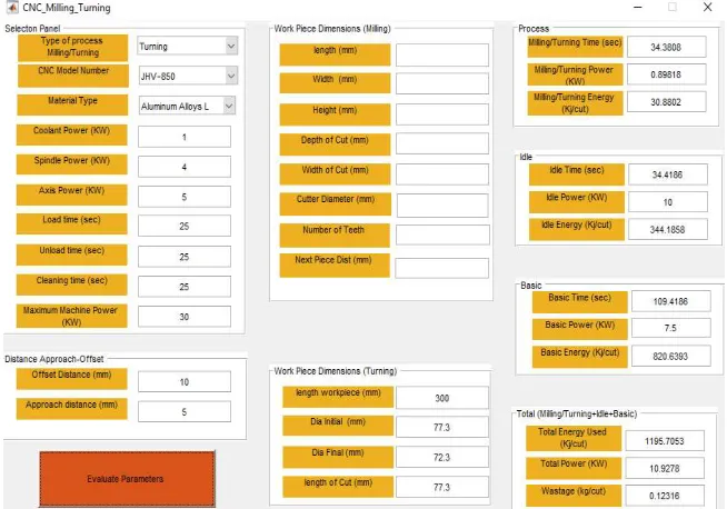 Figure 8. A GUI showed both inputs (column first and second) and outputs (column 3) 