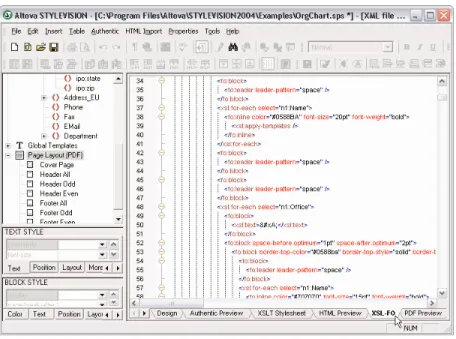 Figure 6: Previewing the auto-generated XSL:FO stylesheet