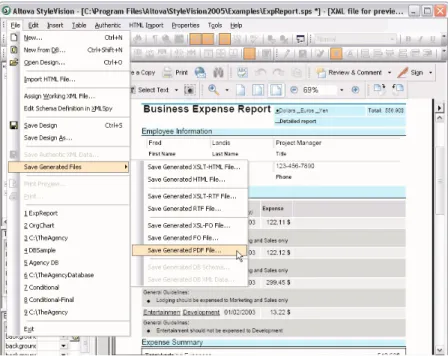 Figure 7: Previewing and saving PDF output