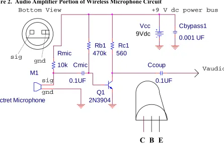 Figure 2.  Audio Amplifier Portion of Wireless Microphone Circuit 