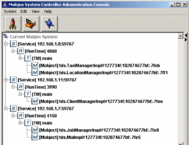 Figure 4. MobJeX administration console showing  deployment of the TDS application 