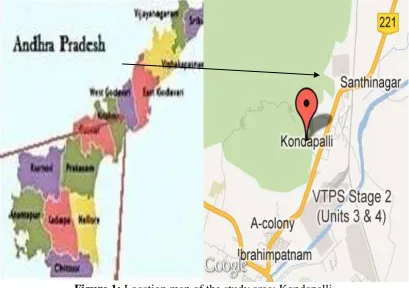 Figure 1: Location map of the study area: Kondapalli  Breeding of flies, insects and rodents are an inherent nuisance attached to all MSW dump sites in different degree