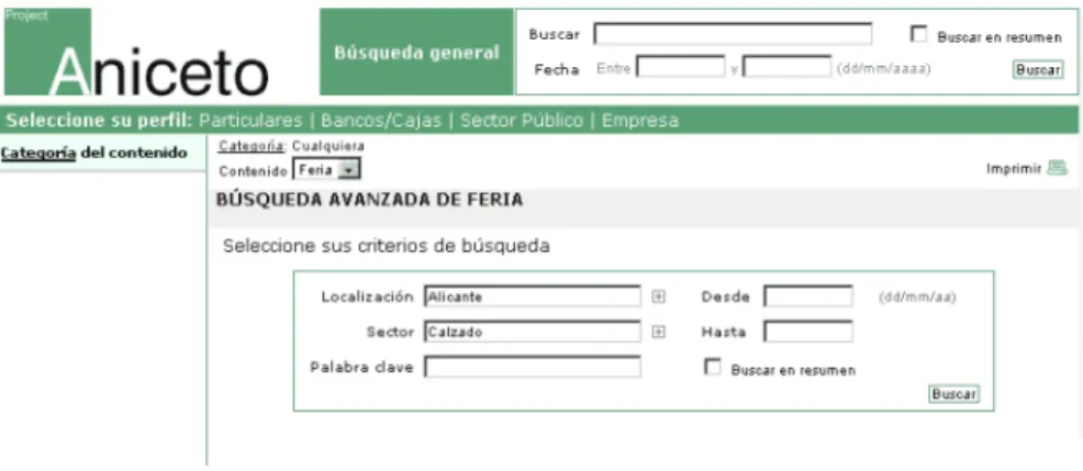 Figure 1-2. Search form generated for a "trade fair" content 