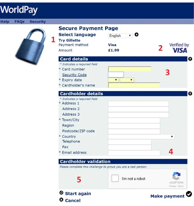 Figure 10 - An example checkout page showing the card data fields required to make an online  CNP payment transaction 