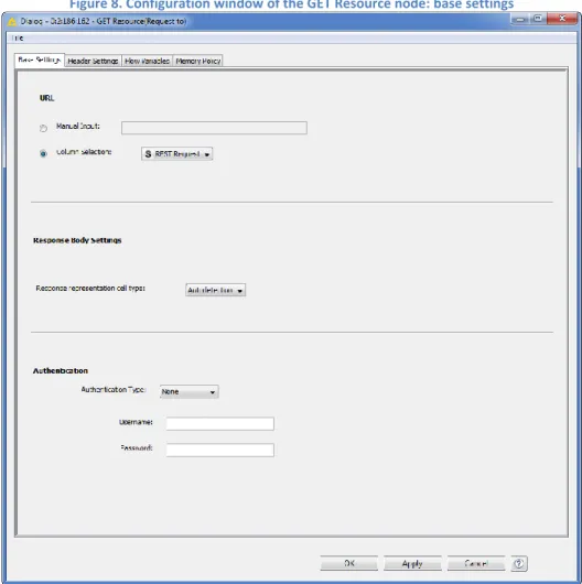 Figure 8. Configuration window of the GET Resource node: base settings 