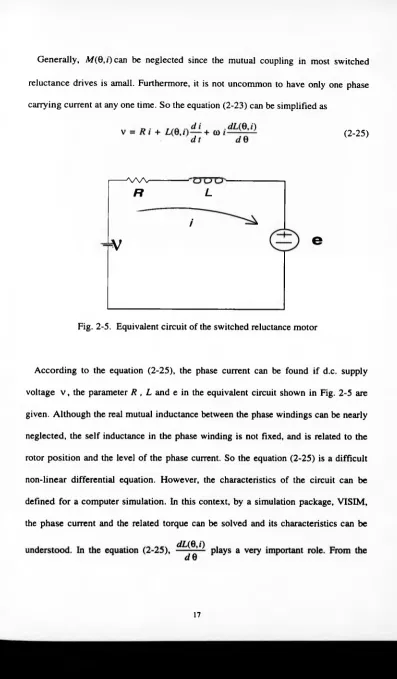 Fig. 2-5. Equivalent circuit of the switched reluctance motor