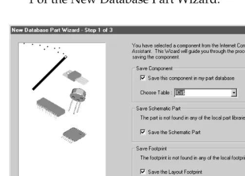 table in which you want the new database part to be stored.