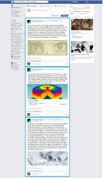 Figure 3. Example of the three Facebook messages in a Facebook wall layout. The order of the 