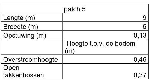 Tabel 10. Eigenschappen patch 5. 