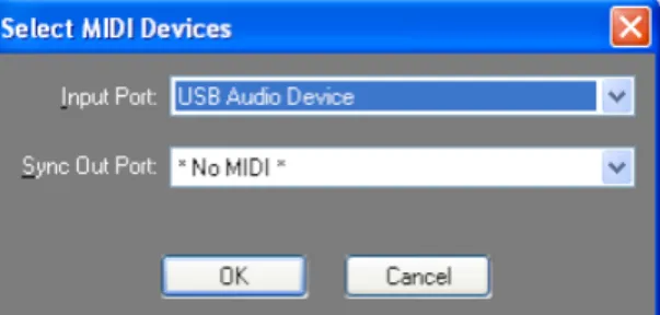 Figure B: Sample	MIDI	device	dialog	window	 with optional KeyRig 49 drivers installed 