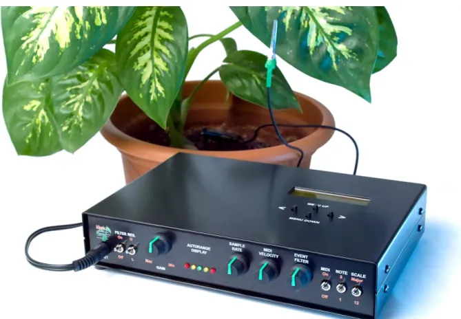 Figura 8 – View of colored electrode clipped on plant 