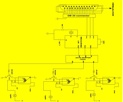Fig. 3: Circuit diagram of the Computer Interfaced Voice Activated Switch 