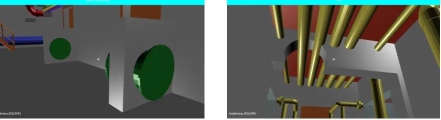 Figure 4.2 Discoveries of design features in the Brabant Water case: (left) an unconnected pipe section, and (right) a potential design error in the number of tubes for the air intake 