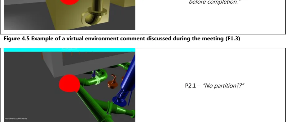 Figure 4.5 Example of a virtual environment comment discussed during the meeting (F1.3)  