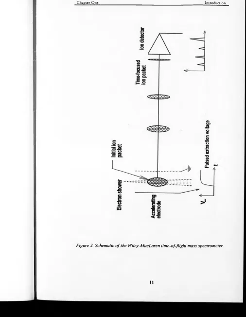 Figure 2. Schematic o f the Wiley-MacLaren lime-of-flight mass spectrometer.