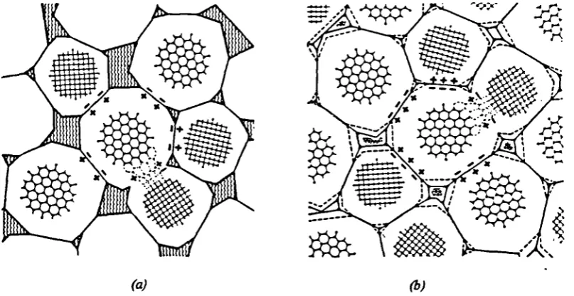 Figure 2.5: A modified random network for a two dimensional oxide glass,' Al203(G20 3), where AI